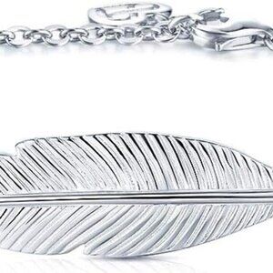 925 Silver Feather Bracelet for Women Dainty Lucky Jewelry Gift for Her